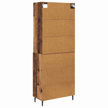 vidaXL Highboard Old Wood 69.5 x 34 x 180 cm Engineered Wood and Glass