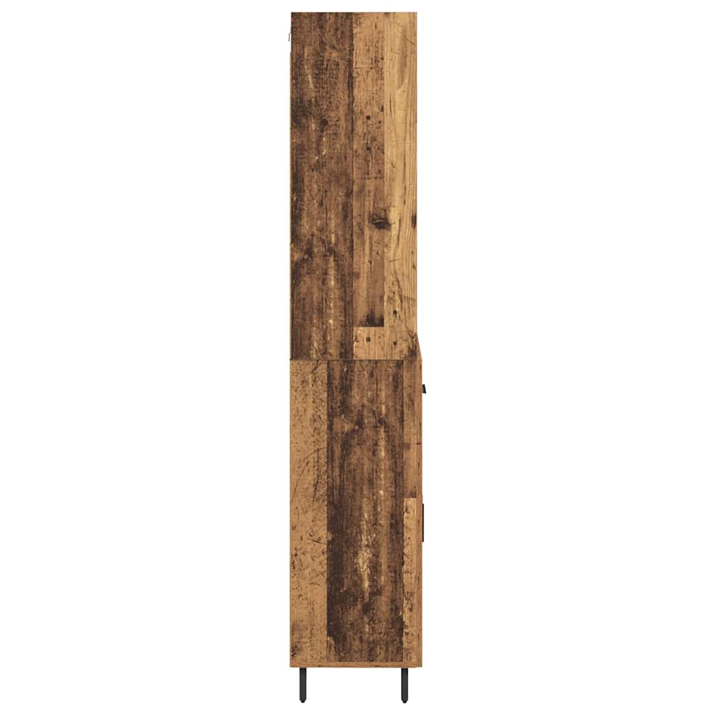 vidaXL Highboard Old Wood 69.5 x 34 x 180 cm Engineered Wood and Glass