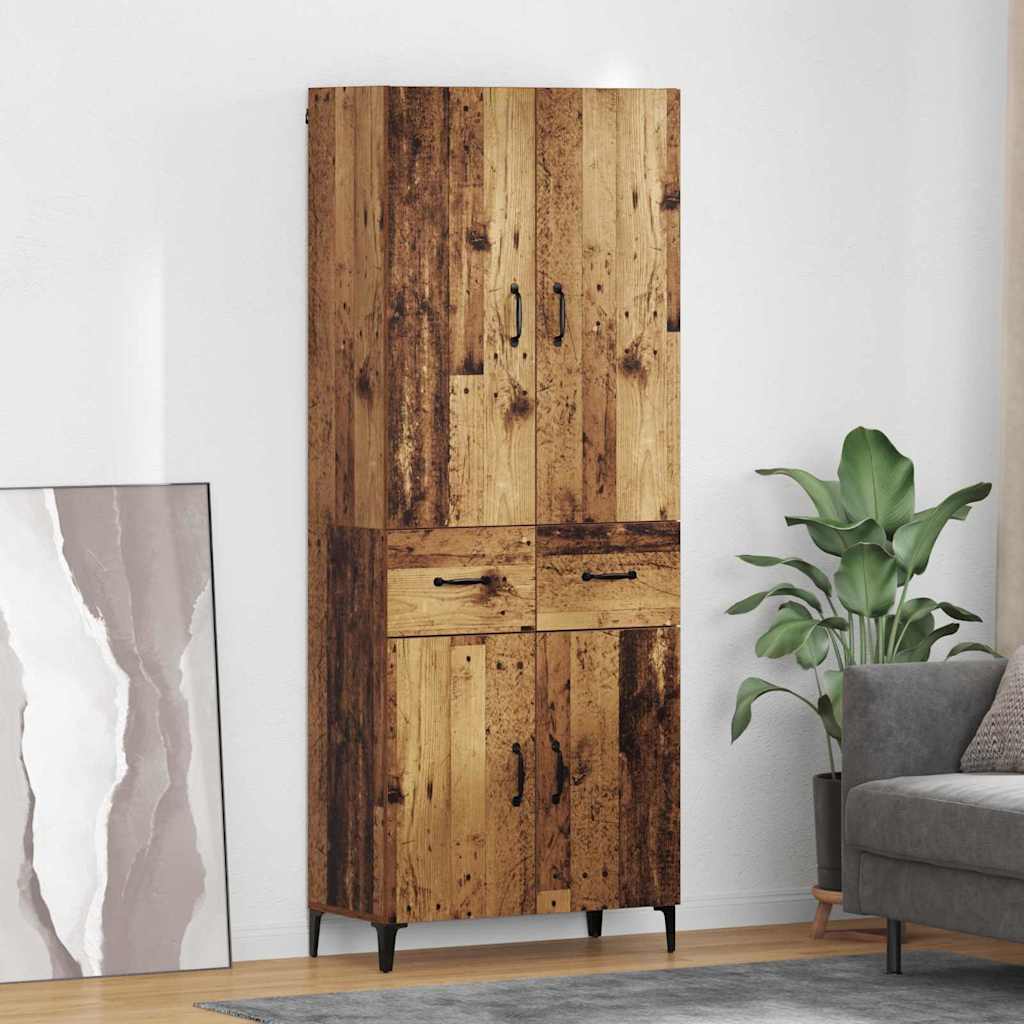 vidaXL Highboard Old Wood 69.5 x 34 x 180 cm Engineered Wood