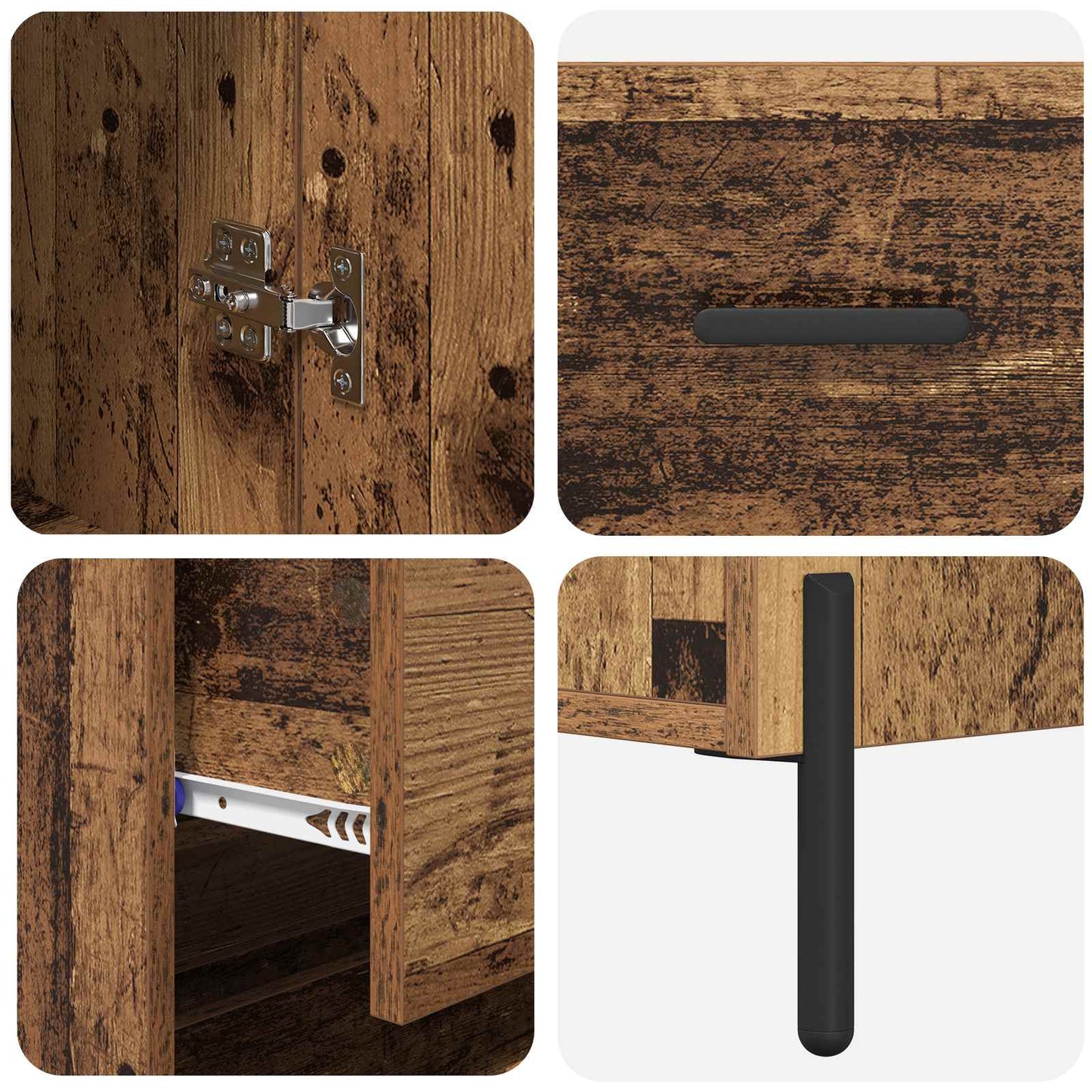 vidaXL Highboard 2 pcs Old Wood Engineered Wood