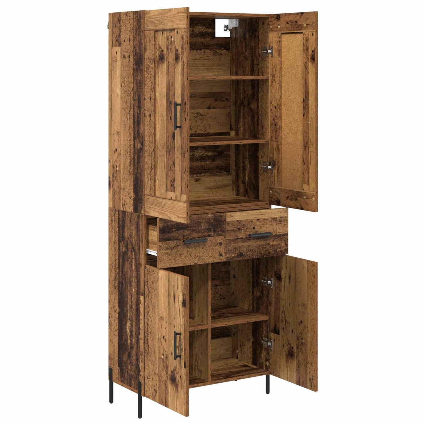 vidaXL Highboard 2 pcs Old Wood Engineered Wood