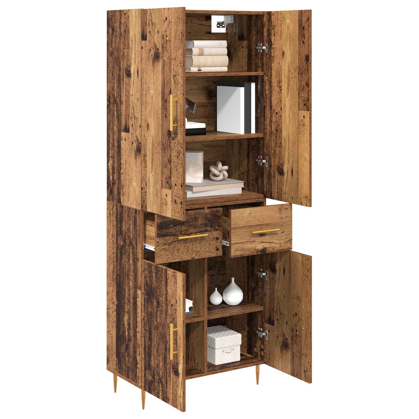 vidaXL Highboard Old Wood 69.5 x 34 x 180 cm Engineered Wood