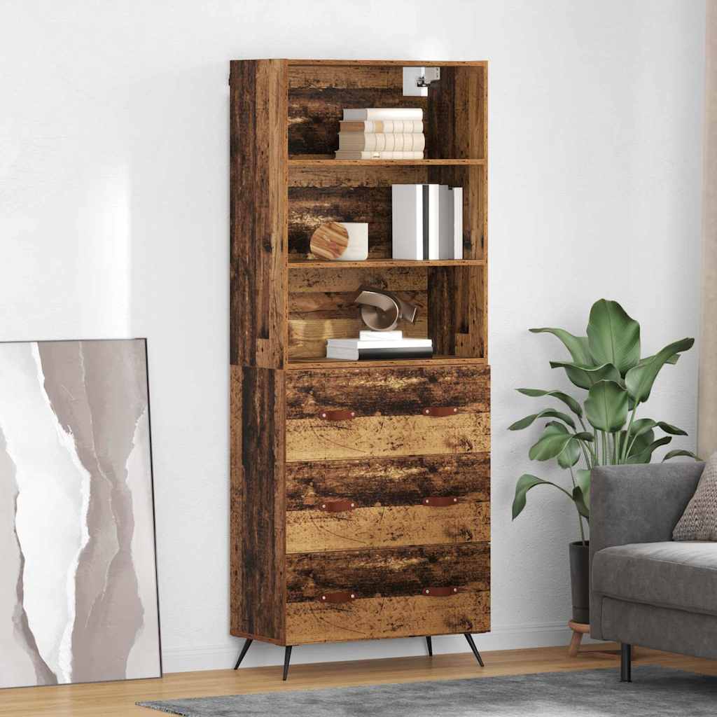 vidaXL Highboard Old Wood 69.5 x 34 x 180 cm Engineered Wood
