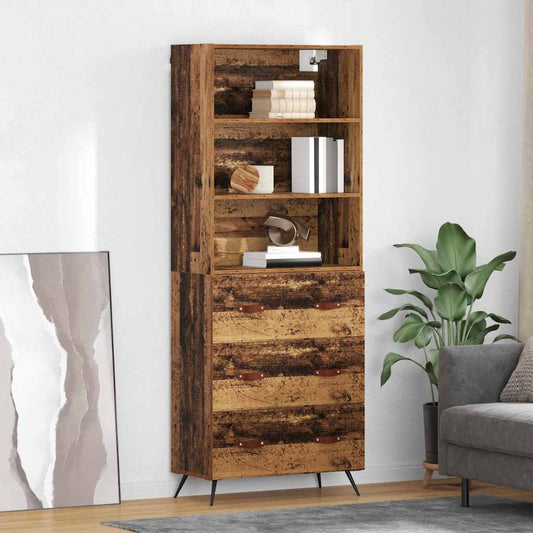 vidaXL Highboard Old Wood 69.5 x 34 x 180 cm Engineered Wood
