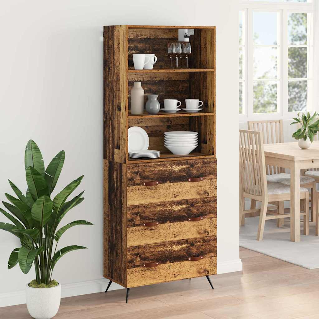 vidaXL Highboard Old Wood 69.5 x 34 x 180 cm Engineered Wood