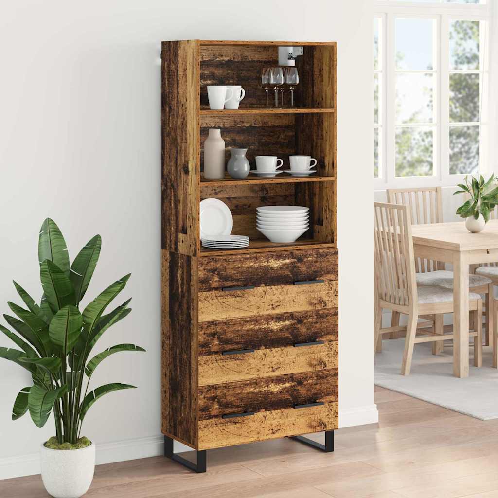 vidaXL Highboard with Drawer 2 pcs Old Wood Engineered Wood