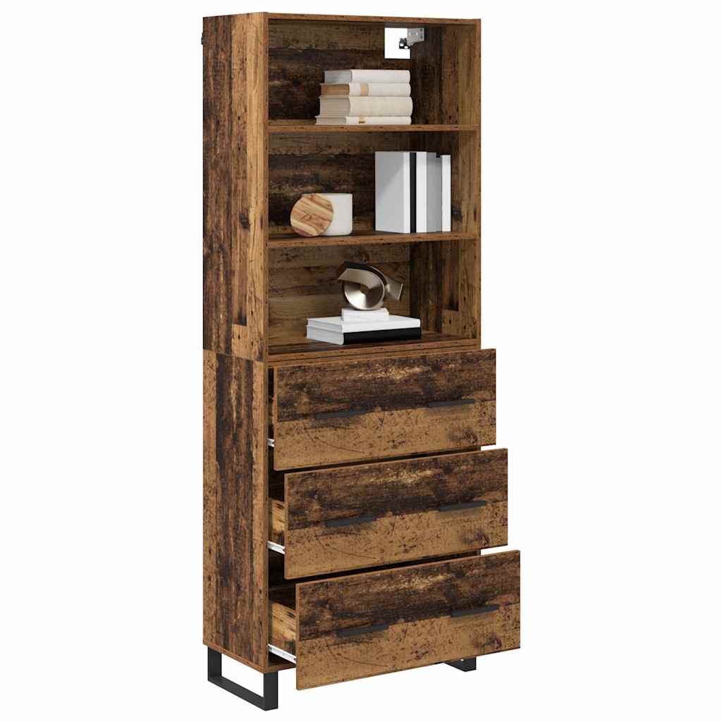 vidaXL Highboard with Drawer 2 pcs Old Wood Engineered Wood