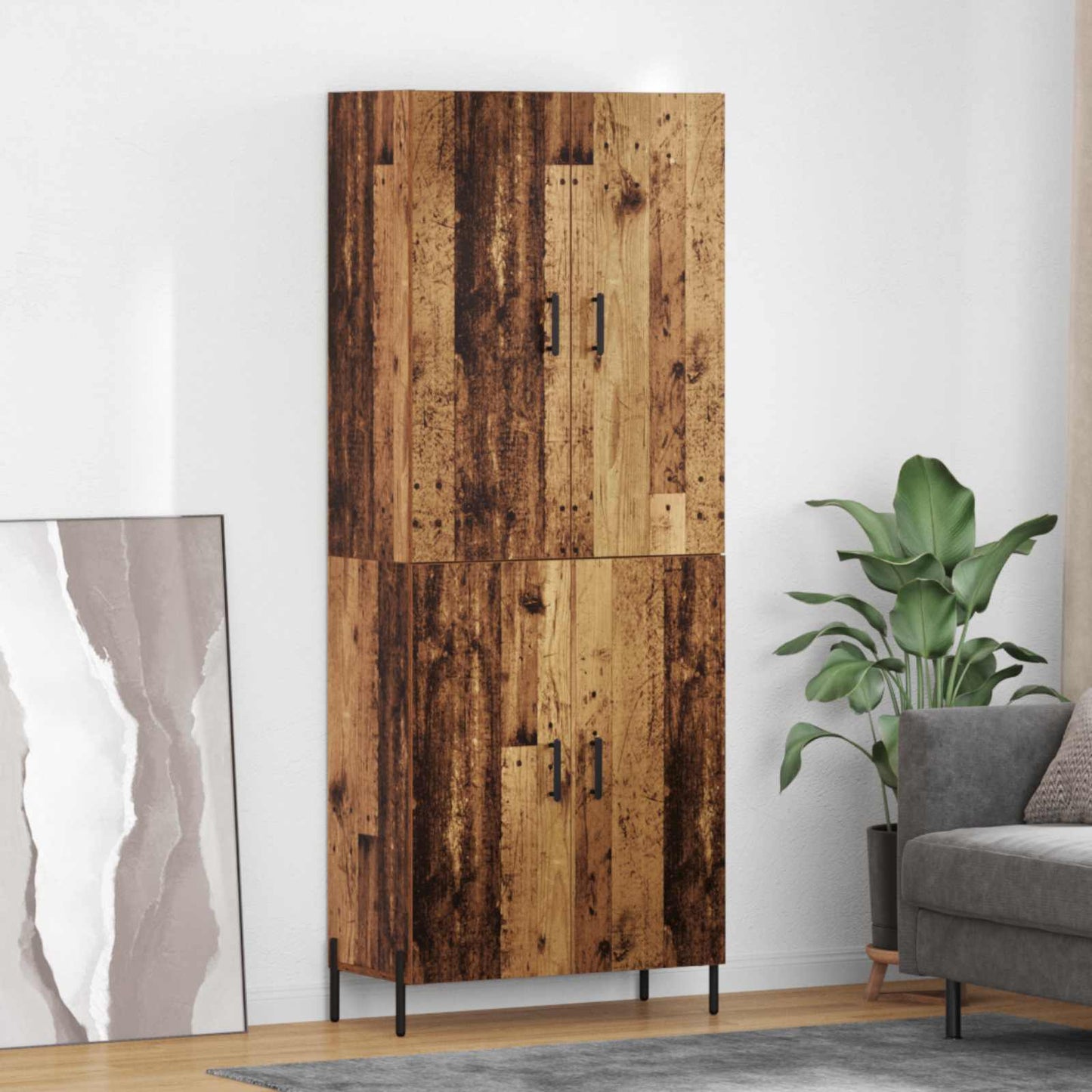 vidaXL Highboard Old Wood 69.5 x 34 x 180 cm Engineered Wood