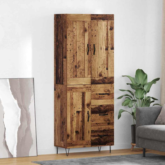 vidaXL Highboard Old Wood 69.5 x 34 x 180 cm Engineered Wood