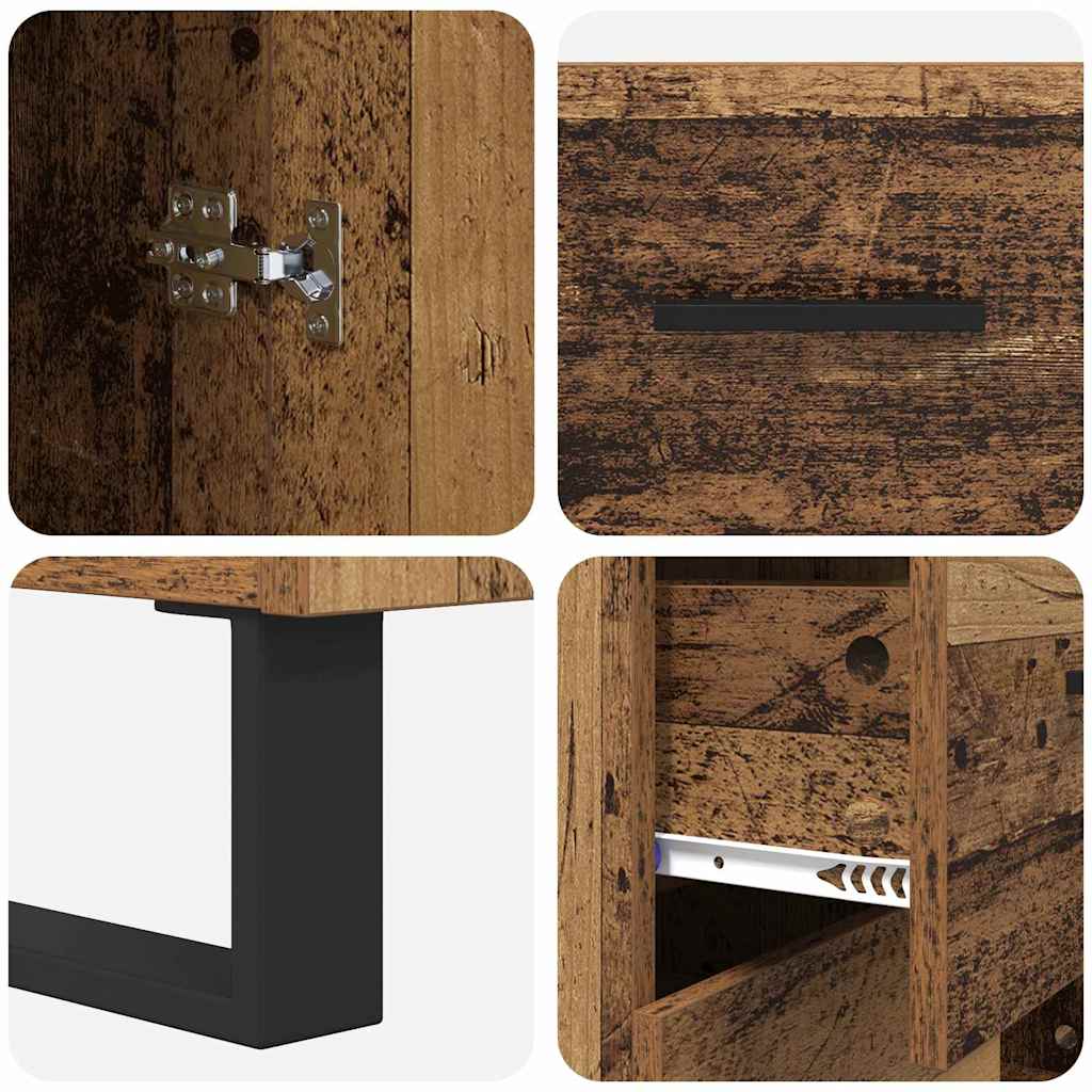 vidaXL Highboard with Drawer 2 pcs Old Wood Engineered Wood and Glass