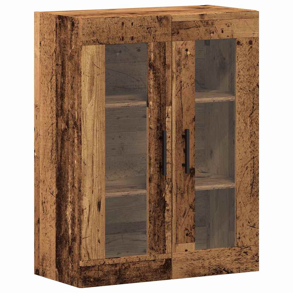 vidaXL Highboard with Drawer 2 pcs Old Wood Engineered Wood and Glass