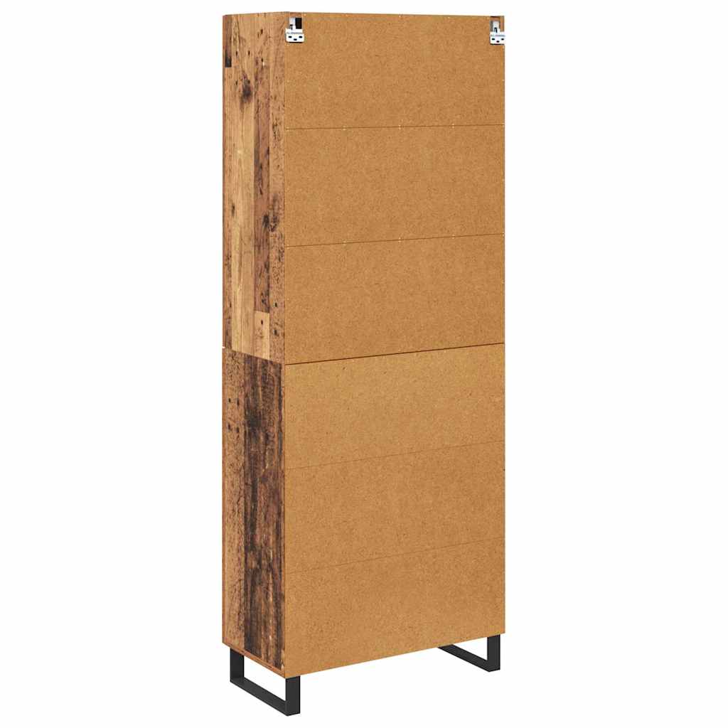 vidaXL Highboard with Drawer 2 pcs Old Wood Engineered Wood and Glass