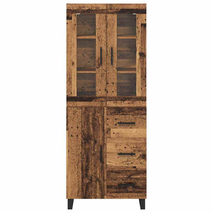 vidaXL Highboard with Drawer 2 pcs Old Wood Engineered Wood and Glass
