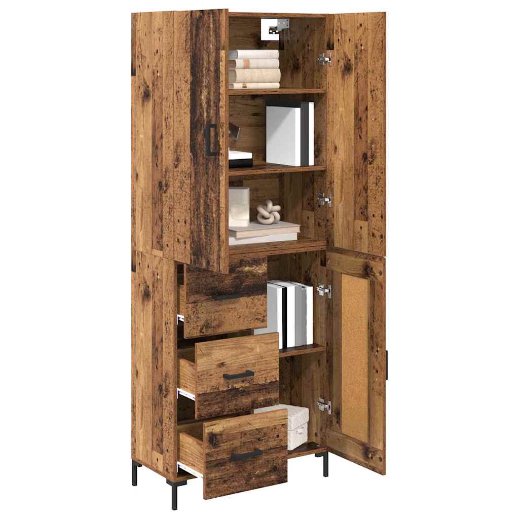 vidaXL Highboard Old Wood 69.5 x 34 x 180 cm Engineered Wood