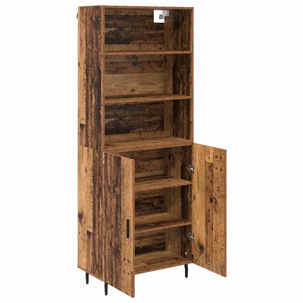 vidaXL Highboard Old Wood 69.5 x 34 x 180 cm Engineered Wood and Glass