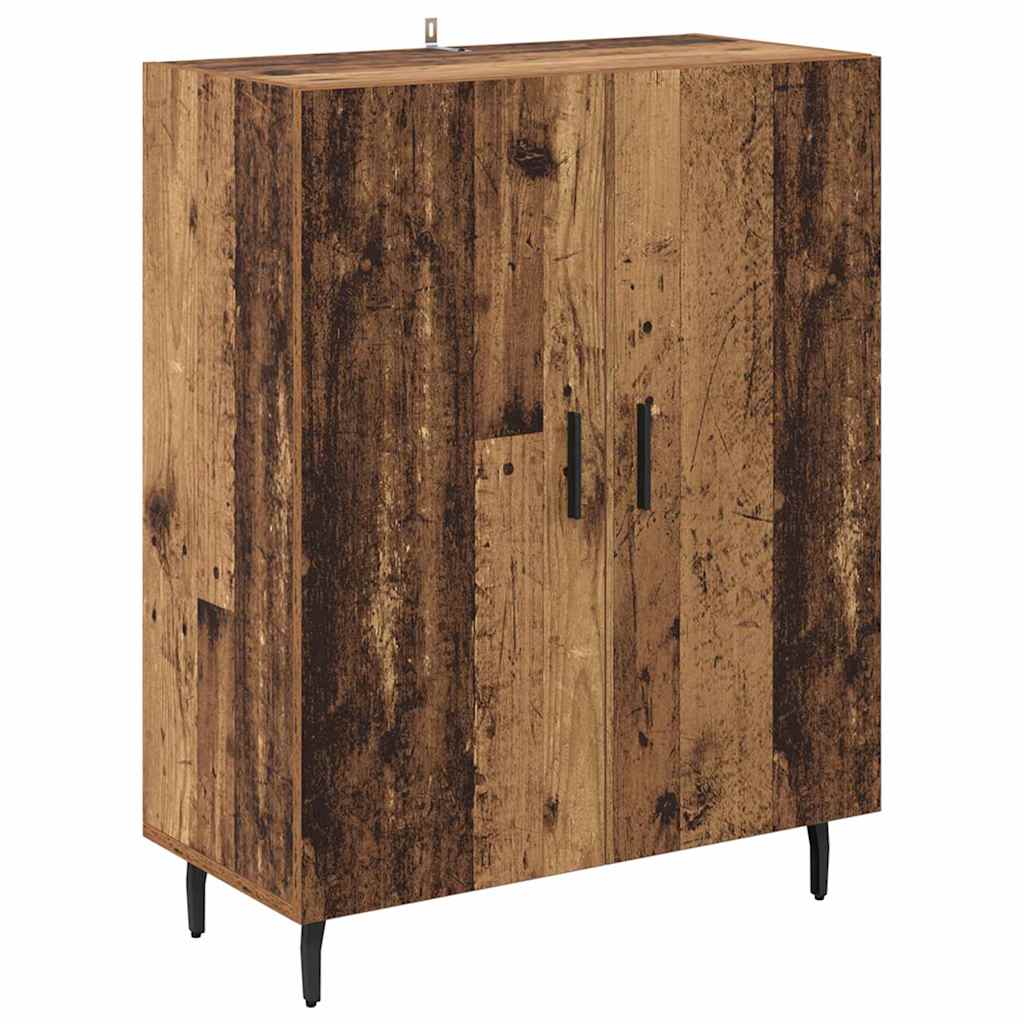 vidaXL Highboard Old Wood 69.5 x 34 x 180 cm Engineered Wood and Glass