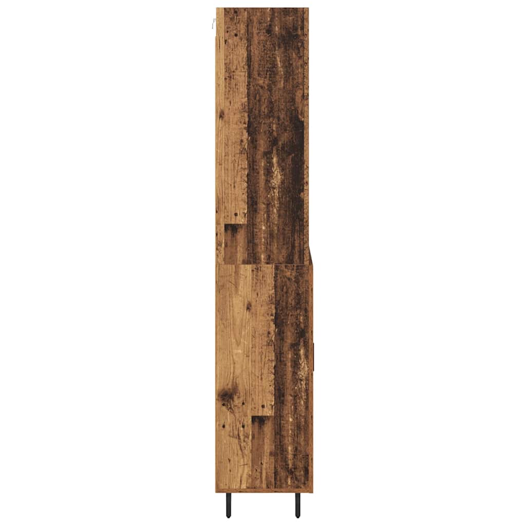 vidaXL Highboard Old Wood 69.5 x 34 x 180 cm Engineered Wood and Glass