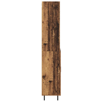 vidaXL Highboard Old Wood 69.5 x 34 x 180 cm Engineered Wood and Glass