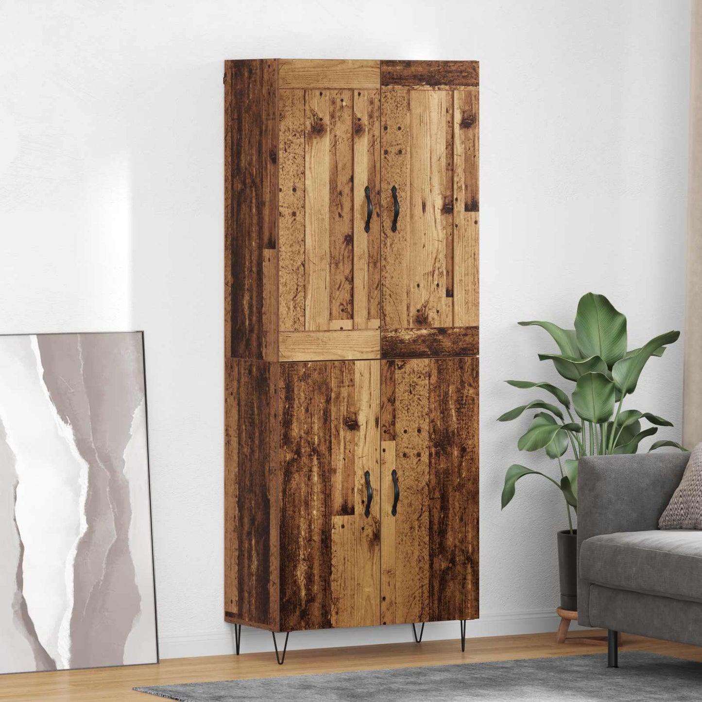 vidaXL Highboard Old Wood 69.5 x 34 x 180 cm Engineered Wood