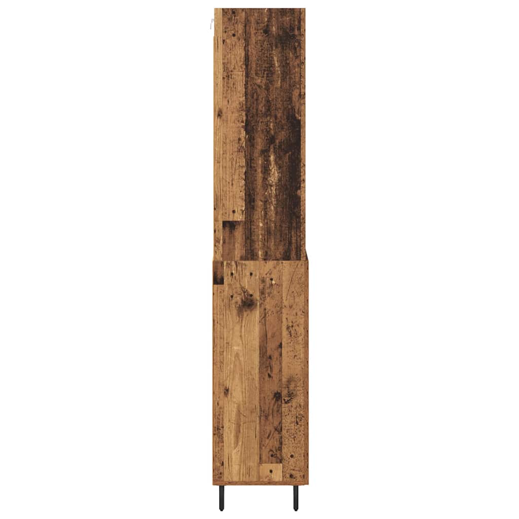 vidaXL Highboard Old Wood 69.5 x 34 x 180 cm Engineered Wood and Glass