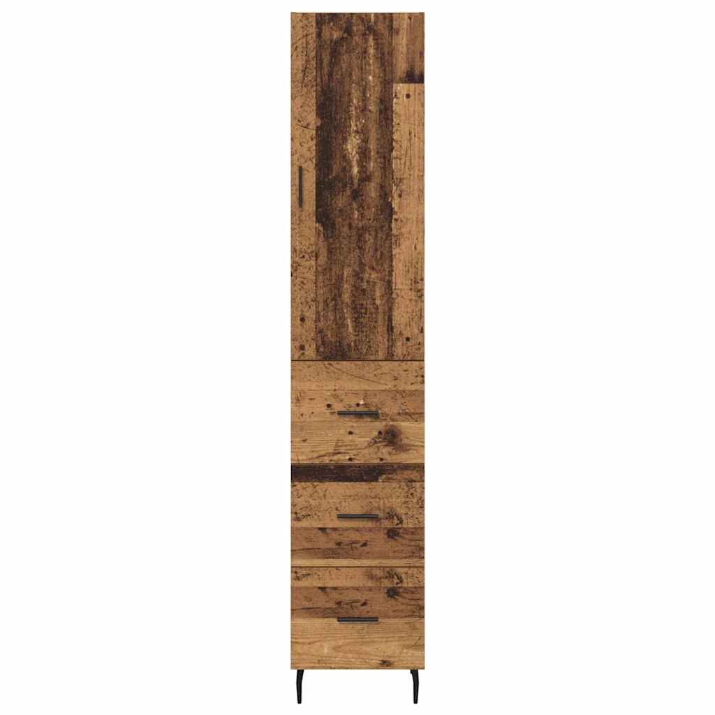 vidaXL Highboard Old Wood 34.5 x 34 x 180 cm Engineered Wood