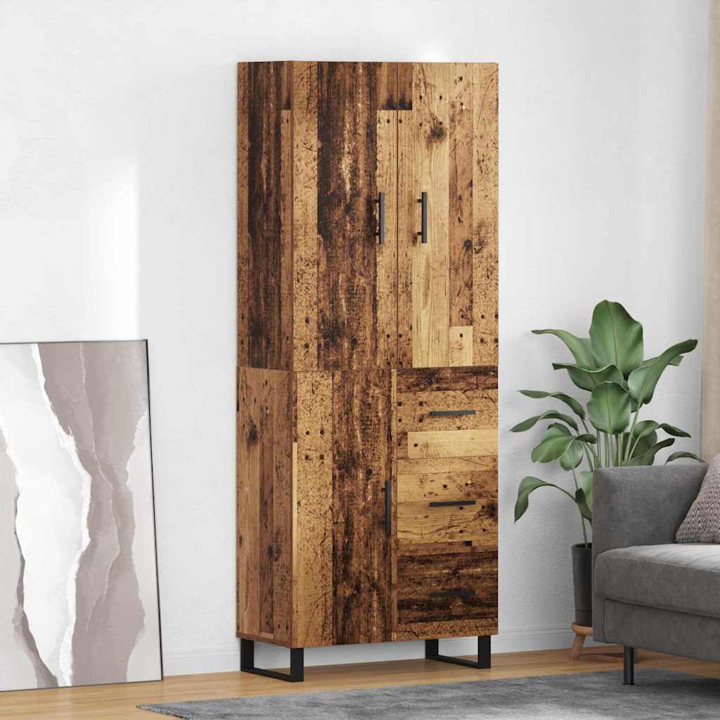 vidaXL Highboard with Drawer 2 pcs Old Wood 69.5 x 34 x 180 cm