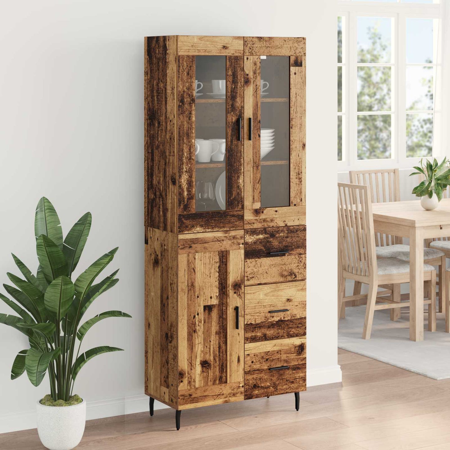 vidaXL Highboard with Drawer 2 pcs Old Wood Engineered Wood