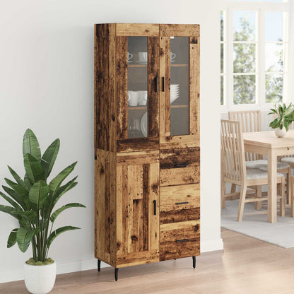 vidaXL Highboard with Drawer 2 pcs Old Wood Engineered Wood