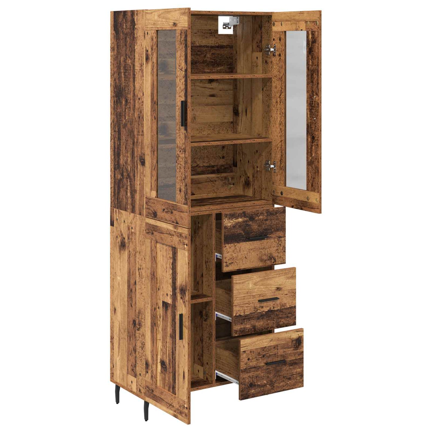 vidaXL Highboard with Drawer 2 pcs Old Wood Engineered Wood