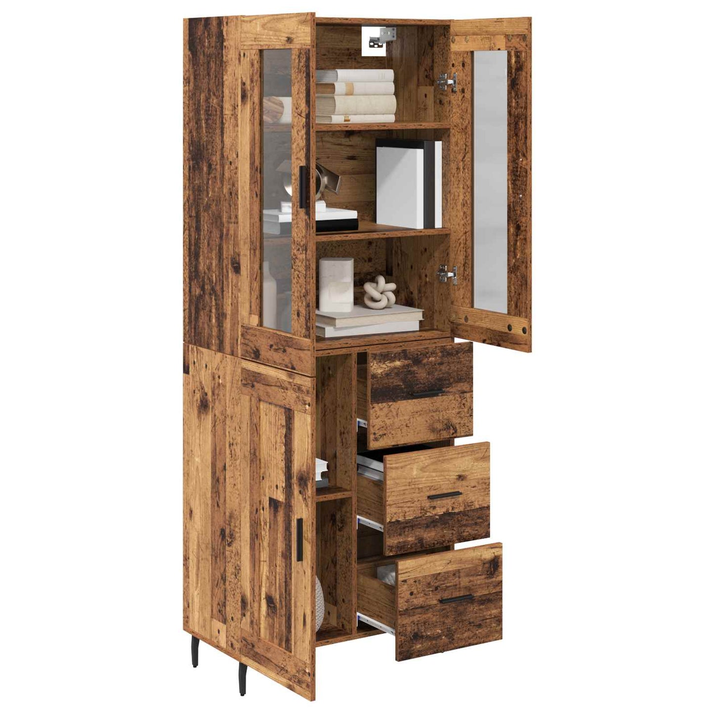 vidaXL Highboard with Drawer 2 pcs Old Wood Engineered Wood