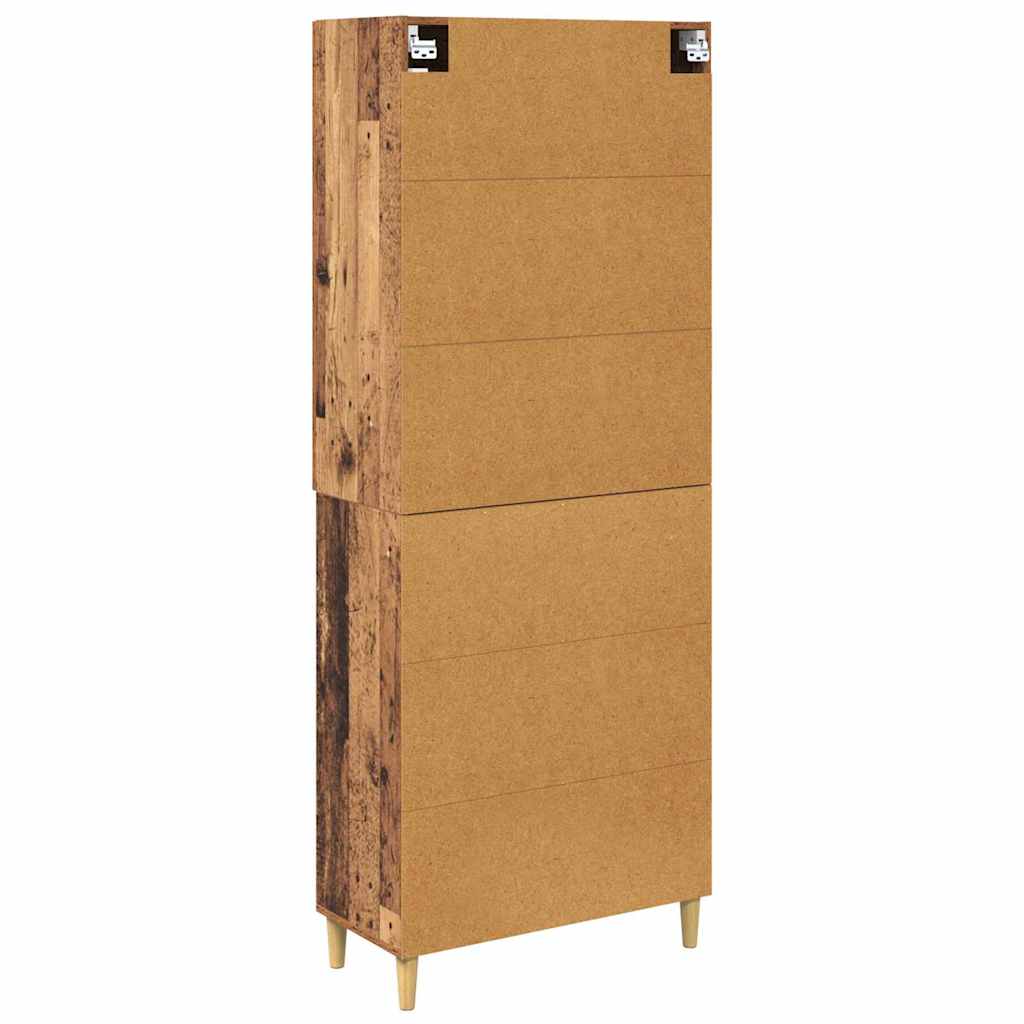 vidaXL Highboard Old Wood 69.5 x 34 x 180 cm Engineered Wood and Glass