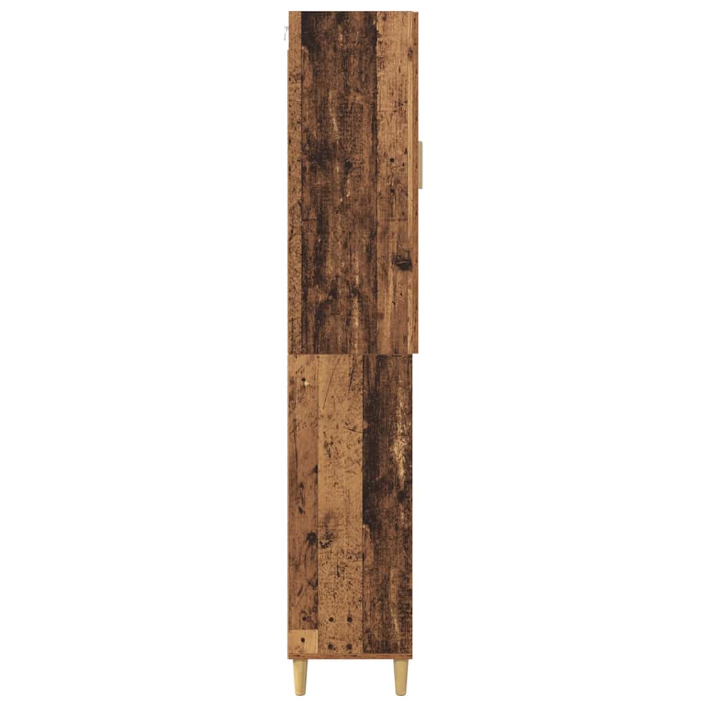vidaXL Highboard Old Wood 69.5 x 34 x 180 cm Engineered Wood and Glass
