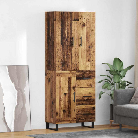 vidaXL Highboard with Drawer 2 pcs Old Wood 69.5 x 34 x 180 cm