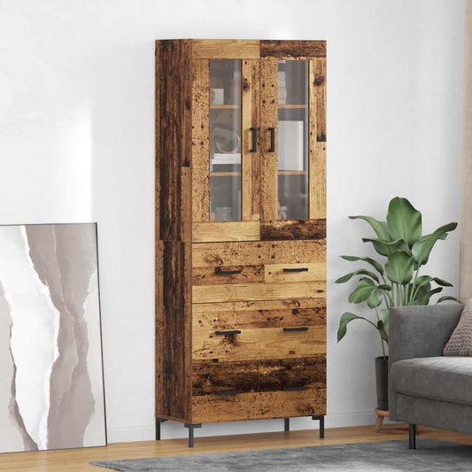 vidaXL Highboard with Drawer 2 pcs Old Wood Engineered Wood