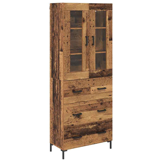 vidaXL Highboard with Drawer 2 pcs Old Wood Engineered Wood