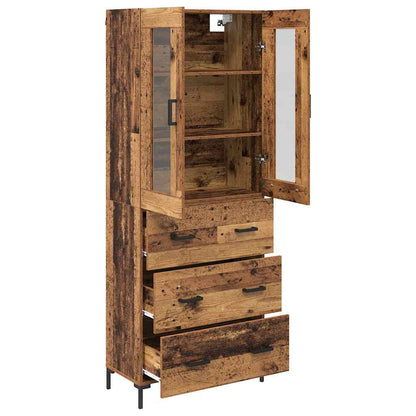 vidaXL Highboard with Drawer 2 pcs Old Wood Engineered Wood