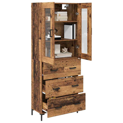 vidaXL Highboard with Drawer 2 pcs Old Wood Engineered Wood