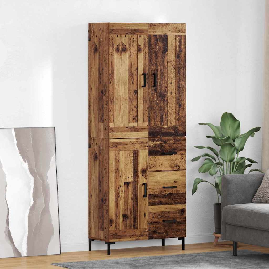 vidaXL Highboard with Drawer 2 pcs Old Wood Engineered Wood