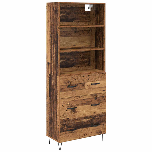 vidaXL Highboard with Drawer 2 pcs Old Wood Engineered Wood