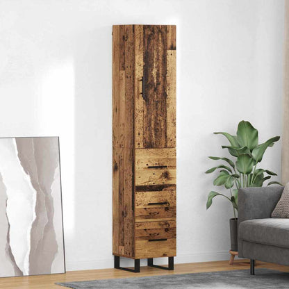 vidaXL Highboard Old Wood 34.5 x 34 x 180 cm Engineered Wood