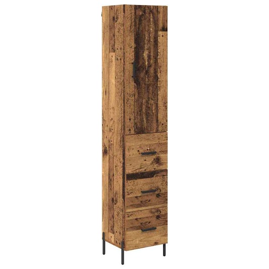 vidaXL Highboard Old Wood 34.5 x 34 x 180 cm Engineered Wood