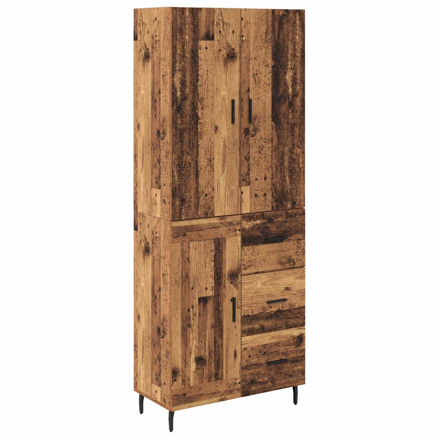 vidaXL Highboard with Drawer 2 pcs Old Wood Engineered Wood and Glass