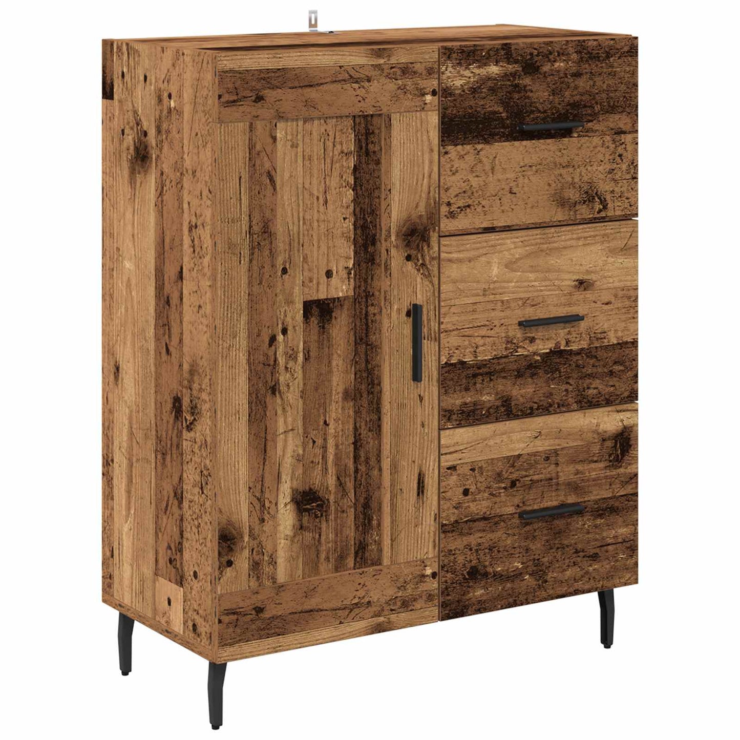 vidaXL Highboard with Drawer 2 pcs Old Wood Engineered Wood and Glass