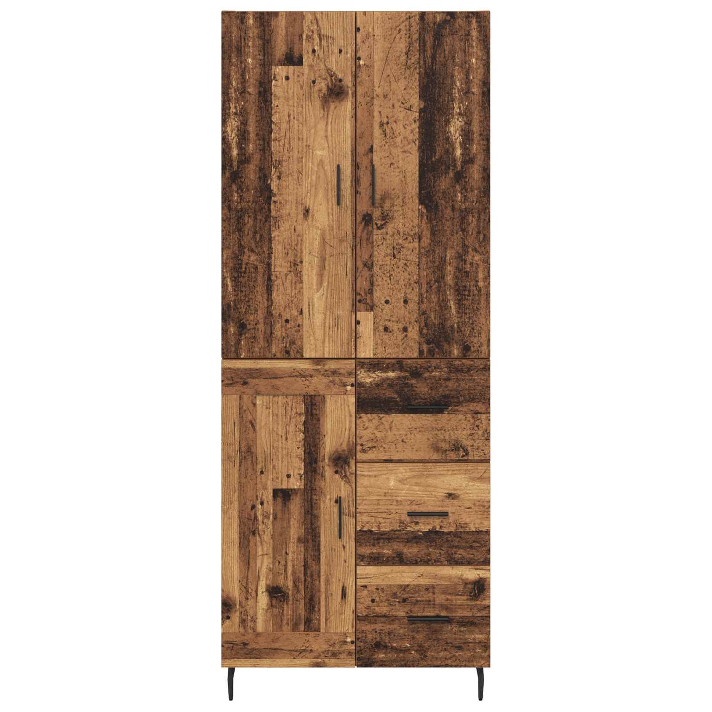 vidaXL Highboard with Drawer 2 pcs Old Wood Engineered Wood and Glass