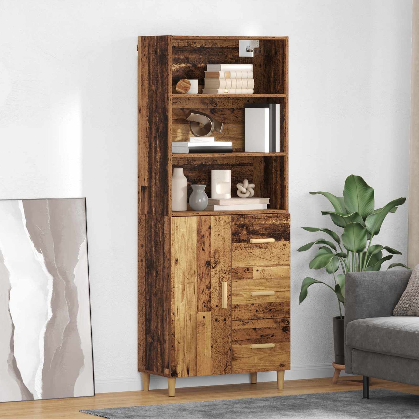 vidaXL Highboard Old Wood 69.5 x 32.5 x 180 cm Engineered Wood