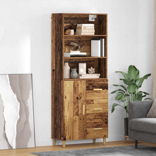 vidaXL Highboard Old Wood 69.5 x 32.5 x 180 cm Engineered Wood