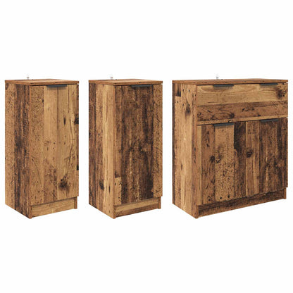 vidaXL Sideboard with Drawer 3 pcs Old Wood Engineered Wood
