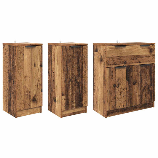 vidaXL Sideboard with Drawer 3 pcs Old Wood Engineered Wood