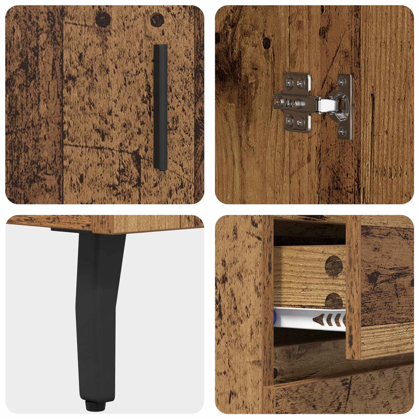 vidaXL Highboard with Drawer 2 pcs Old Wood Engineered Wood