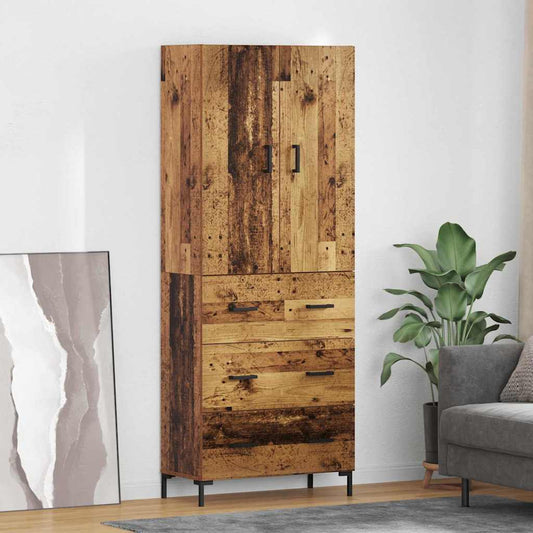 vidaXL Highboard Old Wood 69.5 x 34 x 180 cm Engineered Wood
